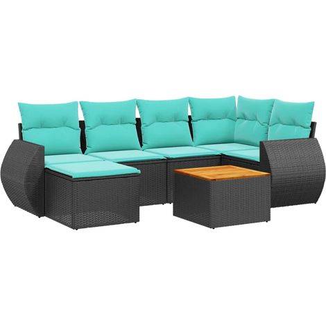 Maison Exclusive - Set Divani da Giardino 7 pz con Cuscini Nero in Polyrattan (1/5)