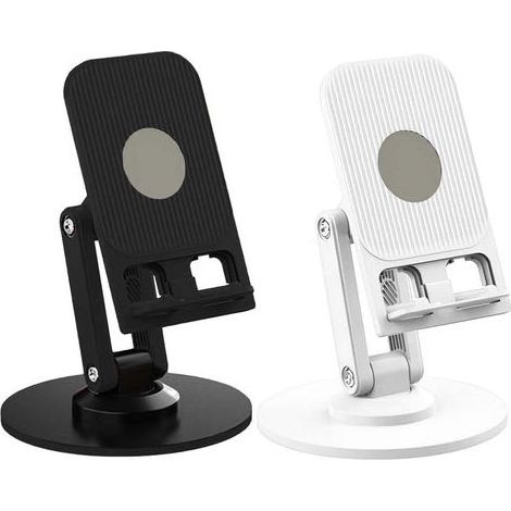 Lot de 2 supports de téléphone rotatifs à 360°, pliables et réglables, compatibles avec tous les smartphones (noir et blanc) (1/4)