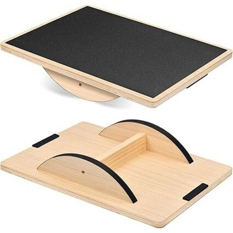 Planche d’Équilibre en Bois 40×30 cm – Balance Board Antidérapante Rectangulaire pour Adultes Pour Physiothérapie Renforcement Musculaire Bureau ou Yoga