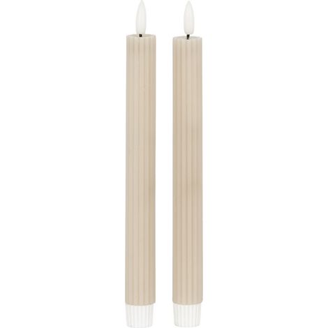 Luxe Collection Natural Glow Ribbed Taper Candles - Wax - L2 x W2 x H24 cm - Taupe