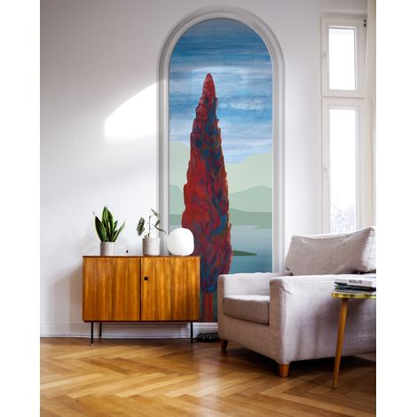 Grand Décor Panoramique Découpé, Arche boiserie paysage de Toscane II, 204cm X 83 cm (1/5)
