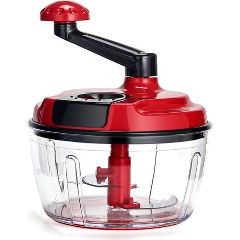 Robot da cucina manuale multifunzione, tritatutto a manovella da 8 tazze, tritacarne, frullatore con contenitore trasparente per verdure, carne, frutta, noci, erbe aromatiche e cipolle.