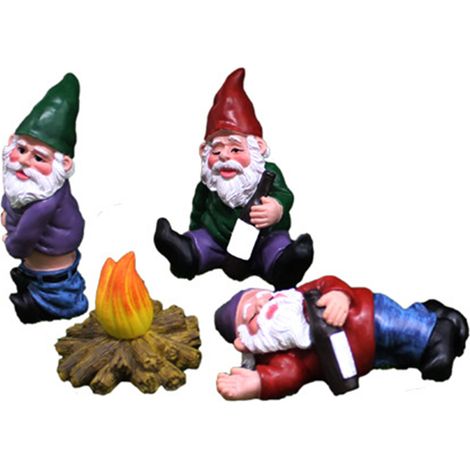 Nain De Jardin - Statue Résine Extérieur Intérieur - Décoration Patio Pelouse Bureau Bureau - Lot De 4 (1/5)