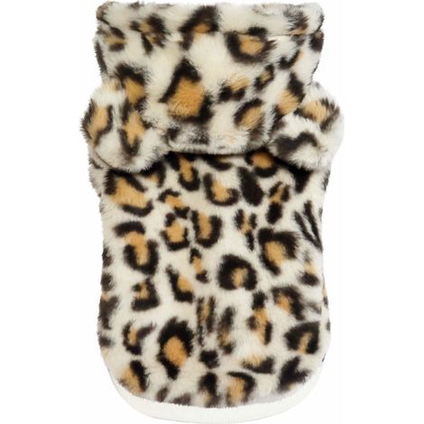 Felpa morbida in peluche felpata con cappuccio rimovibile modello Guepard per cani: 50 cm