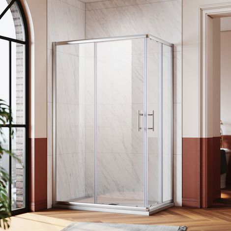 SONNI Eckeinstieg Dusche Duschkabine Duschabtrennung Duschwand mit schiebetür H:195cm 120x80cm,Schnellfreigabefunktion,Spritzwasserschutz (1/5)