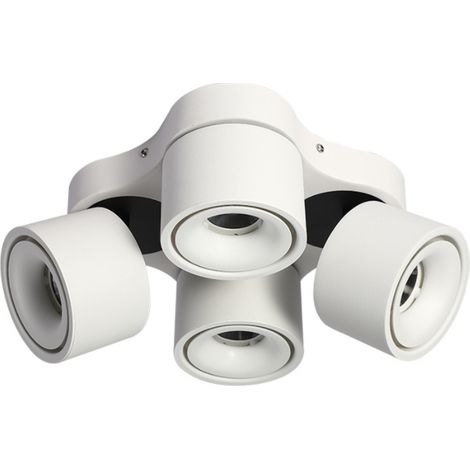 Spot de Plafond LED 220° + 90° Lumière d'accentuation à Montage en Surface Réglable, Éclairage sur Rail Fixe en Aluminium à 4 Voies Intérieur, Spot de Plafond pour Galerie de Couloir de Chambre (1/5)