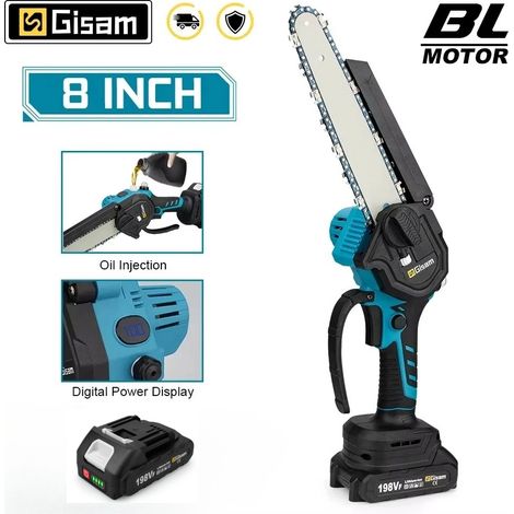8 pouces scie électrique sans brosse scie à chaîne électrique à une main outil de jardinage pour le travail du bois scie d'élagage pour Makita 18v batterie broche, avec 1 batterie (1/5)