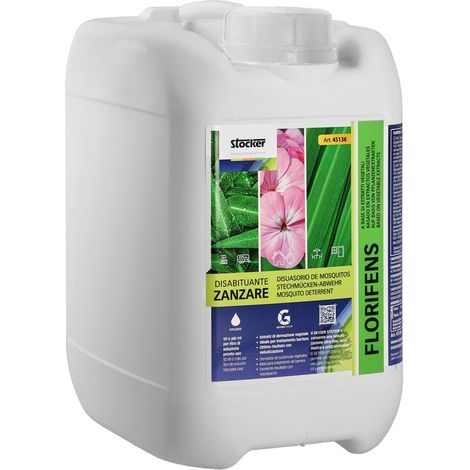 Répulsif anti-moustique Florifens 5 L – Efficacité jusqu'à 24h – Extraits de géranium, citronnelle et eucalyptus – Compatible nébuliseurs Geyser – Stocker
