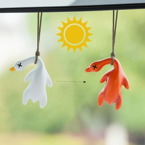 Ornements de Voiture,Canard laqué changeant de couleur pékinois Pendentif Miroir de Voiture Rétroviseur Ornement Drôle Suspendu De Voiture Suspendu Accessoires Cadeaux D'anniversaire Décoration Charme (1/5)