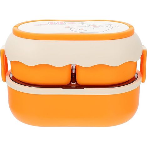 Boîte à lunch orange en plastique, compatible micro-ondes (1/5)