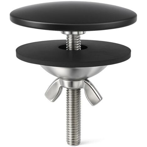Abflussdeckel, 5 cm Abflussstopfen aus vernickeltem Stahl, Abflussstopfen für Küchen- und Badezimmerspülen für den Hausgebrauch (schwarz) (1/4)