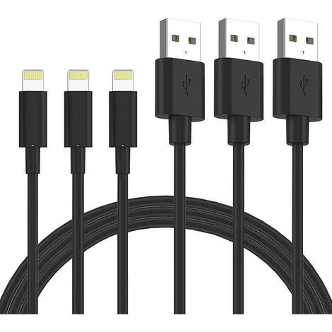 Lot de 3 Câble de Chargeur iPhone 1M, Fil USB A-Lightning Portable (1/5)