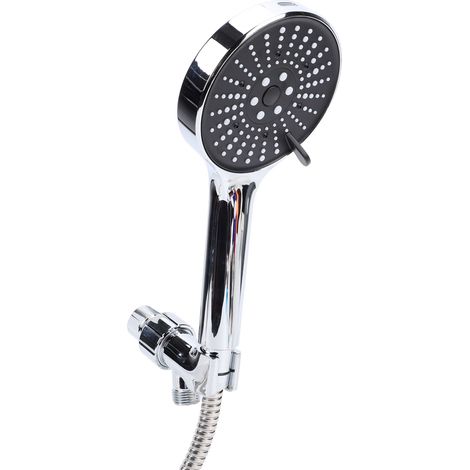 Hochdruck-Handbrause mit 5 Strahlarten, inklusive Schlauch und Halterung. Ergonomisches ABS-Chrom-Design. Wassersparendes Regenduschset. (1/5)