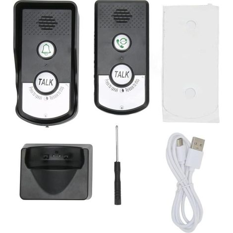 Interphone sans Fil, IP54 Système D'interphone sans Fil Bidirectionnel étanche, Sonnette sans Fil Longue Portée de 1000 M, Système D'interphone,noir (1/5)