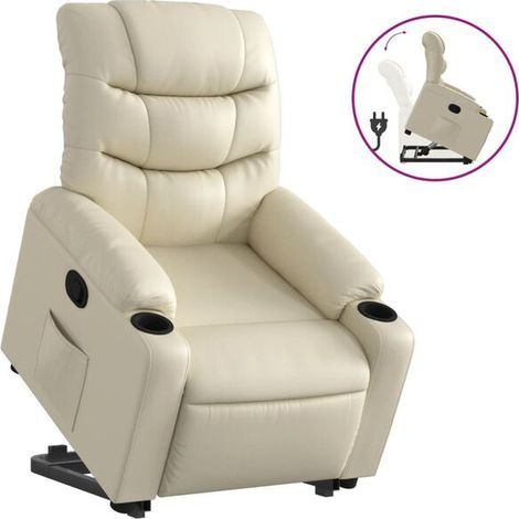 Fauteuil inclinable en similicuir beige (1/5)