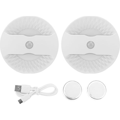 2PCS Veilleuses Capteur Mouvement LED Linkage Intelligent Rechargeable – Armoire Escalier Couloir Luminosité Réglable (1/5)