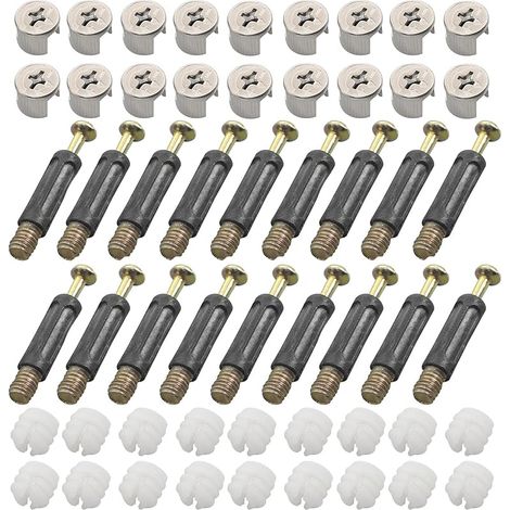 Lot de 50 ferrures pour meubles, connecteurs pour meubles, vis filetées, connecteur excentrique, connecteur M15 pour armoires, M6 x 40 mm pour armoire/commode