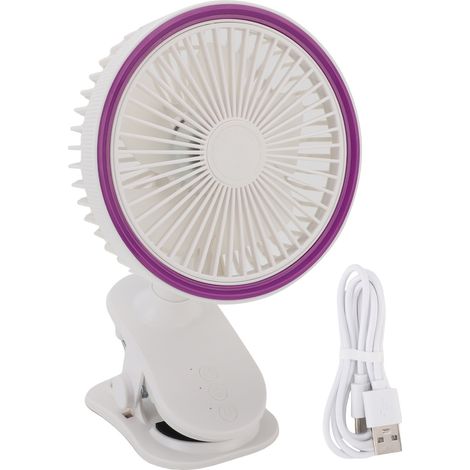 Tragbarer, per USB aufladbarer Ventilator mit Clip, leise, 360°-Drehung, weiß, ideal für Büro oder Nachttisch. (1/4)