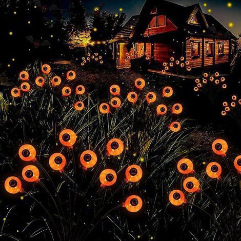 Guirlandes lumineuses décoratives d'Halloween pour l'extérieur, en forme d'yeux de terreur, lot de 2 (12 LED solaires), pour jardin, terrasse ou porche. (1/5)