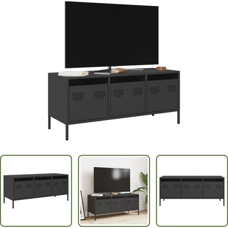 vidaXL Kaltgewalzter Stahl - TV-Schrank Schwarz 101,5x39x43,5 cm Kaltgewalzter Stahl (1/5)