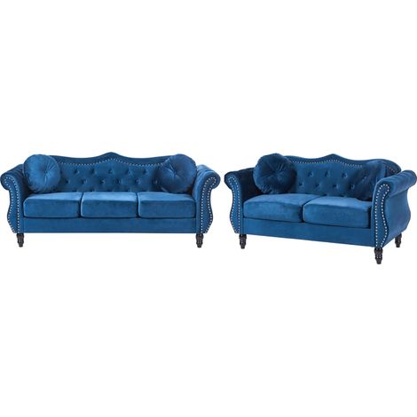 Sofa Set 5-Sitzer SKIEN Samtstoff Marineblau