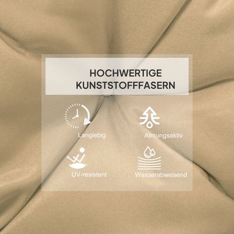 Lot de 2 coussins de chaise 98x50 cm, fixations incluses, housse en tissu vert kaki, 8 cm d'épaisseur. (1/4)