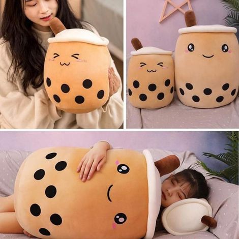 Coussin Peluche - Boba Thé Au Lait Aux Perles De Tapioca - 35 Cm - Pour Chambre Salon Bureau Voiture - 1 Pièce (1/5)