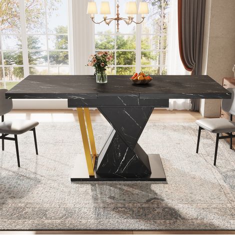 Tisch aus MDF und Metall in Schwarz, 110-140 x 80 x 76 cm, ausziehbar (1/5)