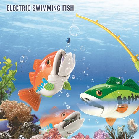 Jeu de pêche pour enfants avec canne à pêche et bassin à poissons réalistes - Jouet de pêche sûr et durable, cadeau idéal pour les bébés, garçons et filles (couleur aléatoire) (1/5)