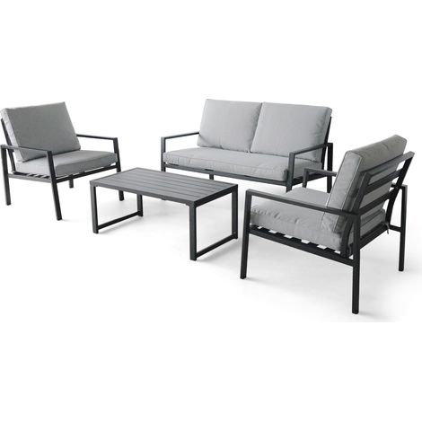 Rugiada - Salon de jardn de aluminio con cojines - sof, 2 sillones, mesa de centro (1/5)