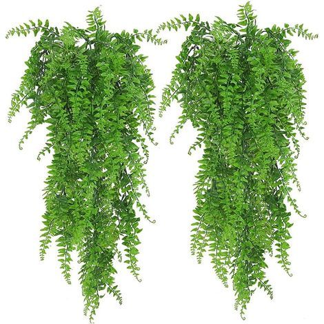 RHAFAYRE 2 Pièces Plantes Suspendues en Plastique, Plantes Artificielles, Plante Suspendue Artificielle pour Balcon, Jardin, Décoration Murale, Guirlande de Mariage (Vert) (1/5)