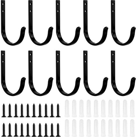 10 Pièces Crochet Porte Manteau, Crochet Mural A Visser, Crochets Muraux Patere Murale à Visser, Crochets Et Patères Pour La Maison, avec 20 Vis, pour Porte, Mur, Salle de Bain, Cuisine, Noir (1/5)