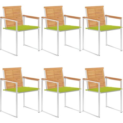 Chaises de jardin lot de 6 avec coussins Bois de teck massif (1/5)