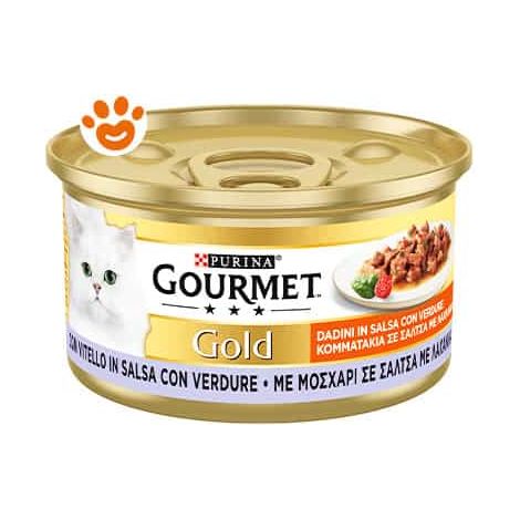Purina Cat Gourmet Gold Dadini con Vitello alla Mediterranea - Lattina 85 Gr -