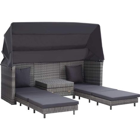 Maison Exclusive - Ausziehbares 3-Sitzer-Schlafsofa mit Dach Poly (1/5)