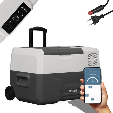 AREBOS Caja refrigerada 27 L con ruedas coche nevera APP congelador caja camping (1/5)