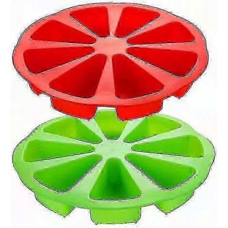 Große Silikonform mit 8 dreieckigen und quadratischen Mulden, 2er-Set (rot und grün), ideal für Kuchen und Gebäck (1/3)