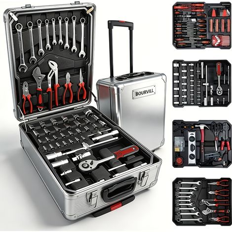 Coffret Outils 899/51 Pièces – Clé Dynamométrique, Cliquet et Tournevis. Douilles Standard/Profondes 1/4", 3/8", 1/2". Réparation Auto/Vélo (Sliver001). (1/5)