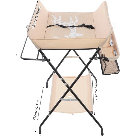 Station de change pour couches, design pliable, ceinture de sécurité incluse, Beige A (1/2)