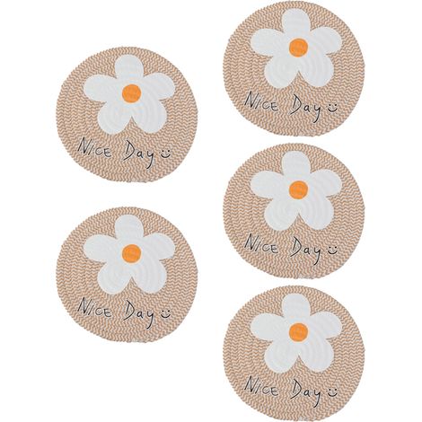 Tapis De Table Rond Lavable Et Antidérapant Résistant À La Chaleur Pour Cuisine Jardin Salon Lot De 5 (1/5)