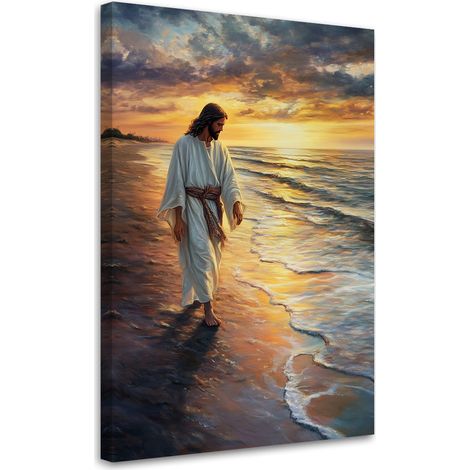 Quadro su tela, Ges๠Cristo che cammina sulle acque - 80x120 (1/3)