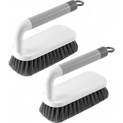 Set mit 2 Scheuerbürsten mit Griff, für Dusche, Badezimmer, Teppich, Küche und Badewanne (grau) (1/5)