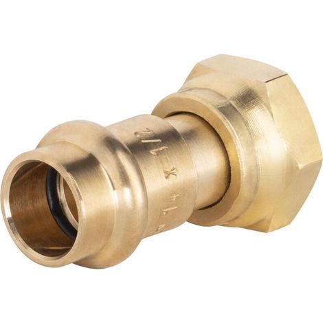 – Manchon fileté femelle écrou libre à sertir pour tube cuivre – Raccord laiton 14mm – Entrée mâle 15x21 (1/2) – Joint torique EPDM - F15x21 (1/4)
