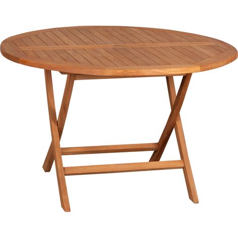 deVries WOODIE Klapptisch Holztisch Gartentisch aus Teakholz rund ø120 x 75 cm