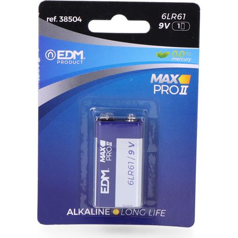 Pile alcaline EDM longue durée 6lr61 - 9v blister 1 unité 26,5x17,5x48,5mm (1/2)