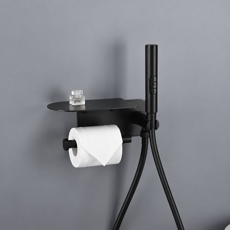 Douchette WC bidet encastrée noir pistolet pulvérisateur laiton porte-papier toilette 42 × 24,5 × 15,5 cm 2,7 kg – Livraison gratuite
