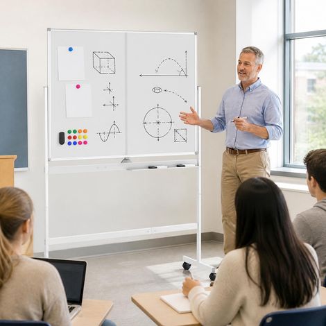 Mobile Double-Sided Magnetic Whiteboard with Wheels, 120x90 cm (1/4)