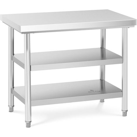 Table de travail inox 100 x 60 cm 600 kg 3 niveaux (1/5)