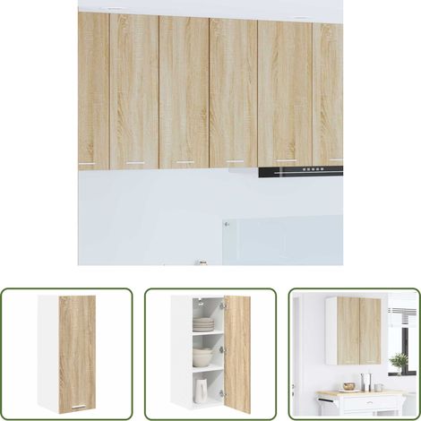 vidaXL Meuble suspendu - Armoire suspendue Chêne Sonoma et Blanc 30 x 31 x 80 cm (1/5)