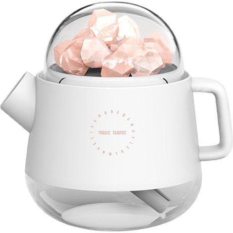 Umidificatore con pietra di sale da 360 ml, nebulizzazione fredda e luce notturna a 7 colori, silenzioso (bianco)
